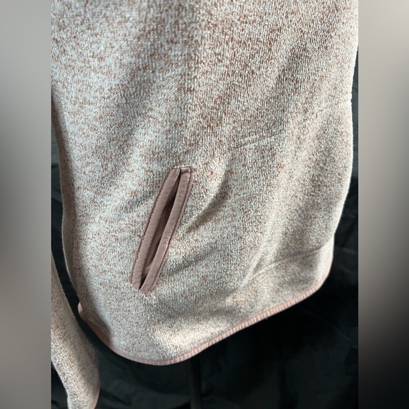 Thread + Supply 1/4 Zip Heathered Pink Drawstring Button Down Hoodie Extra Small - Picture 4 of 9